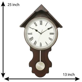 Dark Brown Vertical Wooden Wall Clock 3