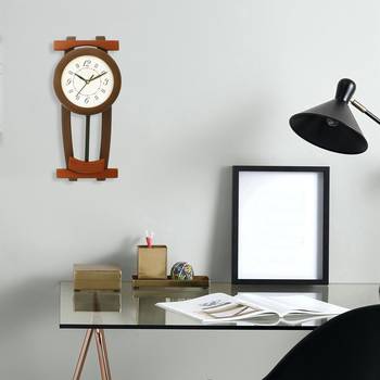 Dark Brown Rectangle Wooden Wall Clock 2