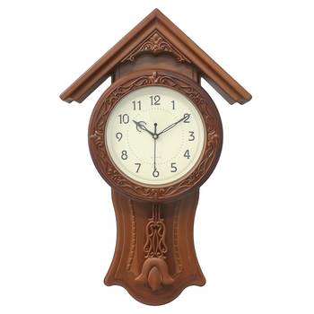 Golden Brown Circular Dial Vertical Analog Pendulum Wall Clock (53Cm X 33Cm) 1
