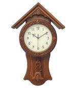 Golden Brown Circular Dial Vertical Analog Pendulum Wall Clock (53Cm X 33Cm)