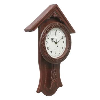 Brown Circular Dial Vertical Analog Pendulum Wall Clock (53Cm X 33Cm) 4