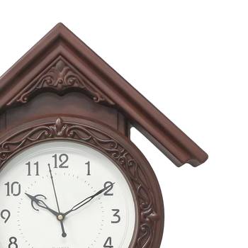 Brown Circular Dial Vertical Analog Pendulum Wall Clock (53Cm X 33Cm) 5