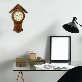 Yellow Circular Dial Vertical Analog Pendulum Wall Clock (53Cm X 33Cm) 2