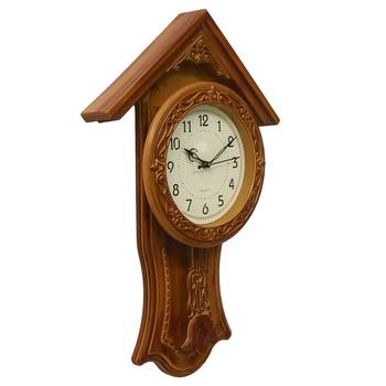 Yellow Circular Dial Vertical Analog Pendulum Wall Clock (53Cm X 33Cm) 4