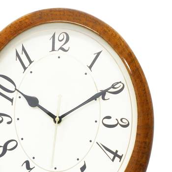 Brown Wooden Bell Shaped Analog Pendulum Wall Clock With Emobossed Numerals (43Cm X 28Cm) 5