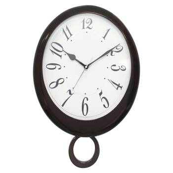 Brown Wooden Bell Shaped Analog Pendulum Wall Clock With Emobossed Numerals (43Cm X 28Cm) 1