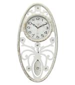 Brown Wooden Bell Shaped Analog Pendulum Wall Clock With Emobossed Numerals (43Cm X 28Cm)