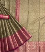 mahendi woven Banarasi Silk Saree With Attached Blouse