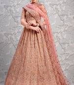 Baby Pink Thread Embroidered Georgette Semi Stitched wedding lehenga for Bridal