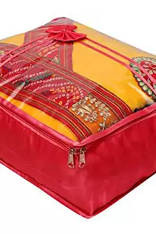 Atorakushon   Satin Saree Cover Clothes Storage Bag Wardrobe Garments Organiser kit 6 pcs