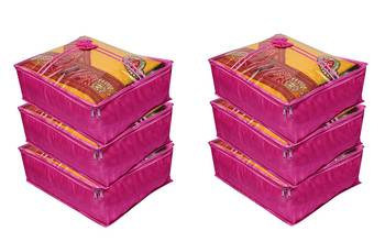 Atorakushon   Satin Saree Cover Clothes Storage Bag Wardrobe Garments Organiser kit 6 pcs 1