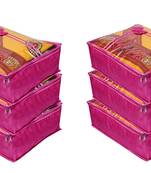 Atorakushon   Satin Saree Cover Clothes Storage Bag Wardrobe Garments Organiser kit 6 pcs