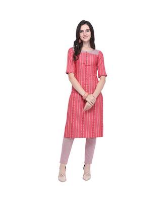 pink Chambray South Cotton Straight Women   s Kurta with Pant (SET) 1