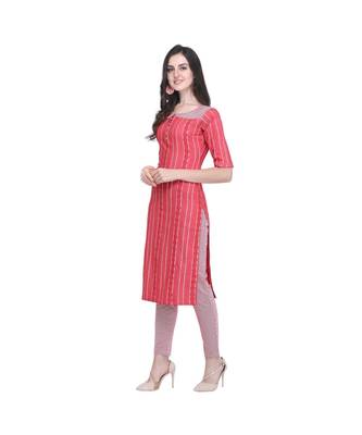 pink Chambray South Cotton Straight Women   s Kurta with Pant (SET) 2