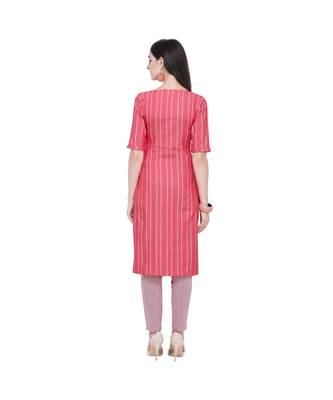 pink Chambray South Cotton Straight Women   s Kurta with Pant (SET) 3