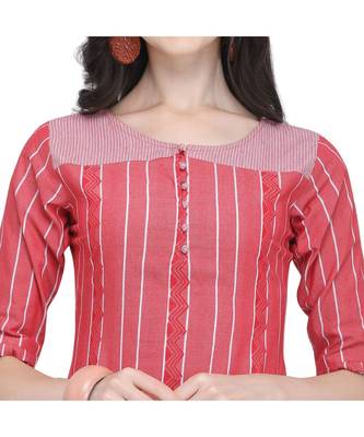 pink Chambray South Cotton Straight Women   s Kurta with Pant (SET) 4