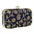 Tulle Embroidered Faux Silk Clutch Navy Blue & Gold