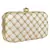 Tulle Embroidered & Embellished Faux Silk Clutch Off-White & Gold