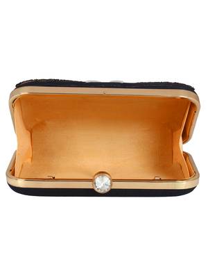 Adorn Embellished Faux Silk Clutch Black & Multi 5