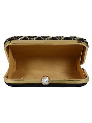 Adorn Embroidered & Embellished Faux Silk Clutch Black & Multi 5