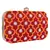 Adorn Embellished Cotton Polyester Clutch Red & Multi