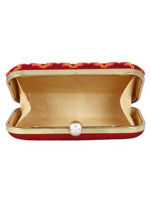 Adorn Embellished Cotton Polyester Clutch Red & Multi 5