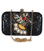 Adorn Embellished Faux Silk Clutch Black & Multi