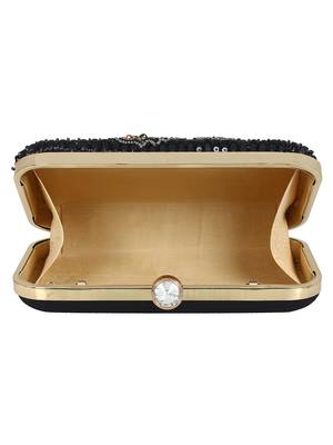 Adorn Embellished Faux Silk Clutch Black & Multi 5