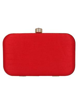 Adorn Embellished Faux Silk Clutch Red & Multi 3