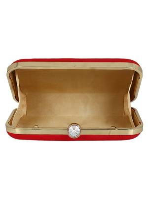 Adorn Embellished Faux Silk Clutch Red & Multi 5