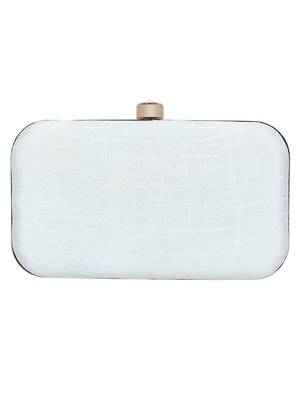 Adorn Embroidered & Embellished Faux Silk Clutch White & Multi 3