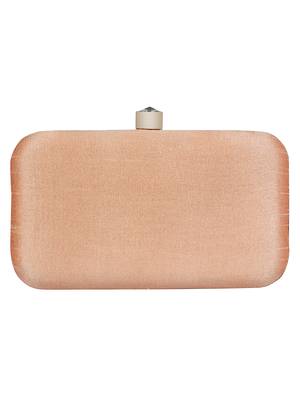 Adorn Embroidered & Embellished Faux Silk Clutch Peach & Multi 3