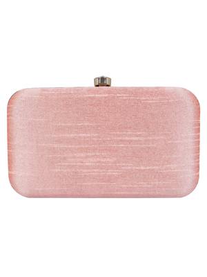 Adorn Embroidered & Embellished Faux Silk Clutch Baby Pink 3
