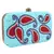 Adorn Embellished Faux Silk Clutch Sky Blue & Red
