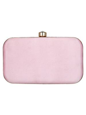 Adorn Embellished Faux Silk Clutch Rose Gold 3