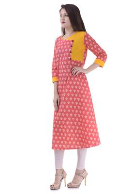Red printed Cotton ethnic kurtis 1