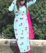 Green printed Rayon ethnic kurtis