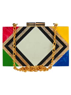 Balk Geometric Wooden Clutch Multi 1