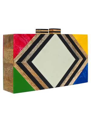 Balk Geometric Wooden Clutch Multi 2
