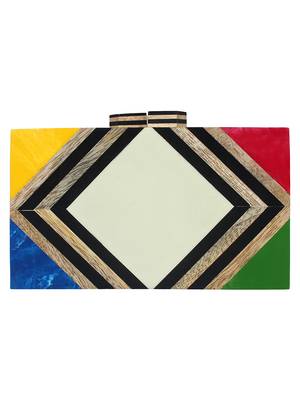 Balk Geometric Wooden Clutch Multi 3
