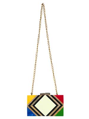 Balk Geometric Wooden Clutch Multi 4
