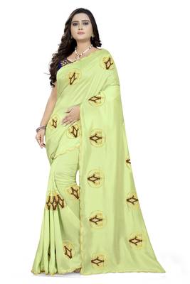 Green Embroidered Faux Georgette Saree With Blouse 1
