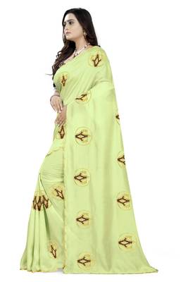 Green Embroidered Faux Georgette Saree With Blouse 2