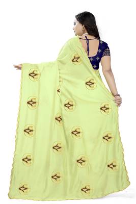Green Embroidered Faux Georgette Saree With Blouse 4