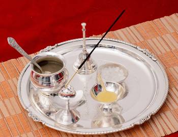 German Silver Elegant Pooja Thali with Velvet Box 1