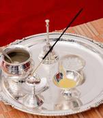 German Silver Elegant Pooja Thali with Velvet Box