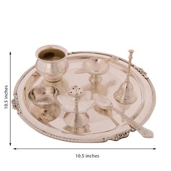 German Silver Elegant Pooja Thali with Velvet Box 3