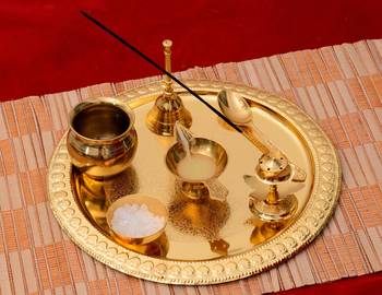 German Silver Exquisite Pooja Thali with Velvet Box 1