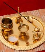German Silver Exquisite Pooja Thali with Velvet Box
