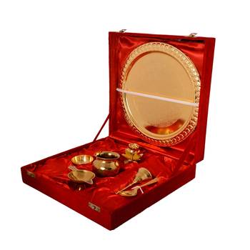 German Silver Exquisite Pooja Thali with Velvet Box 2